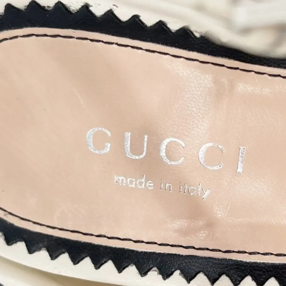 Gucci Mystic White Janaya Interlocking GG Studs Ankle Strap Sandals EU 38.5
